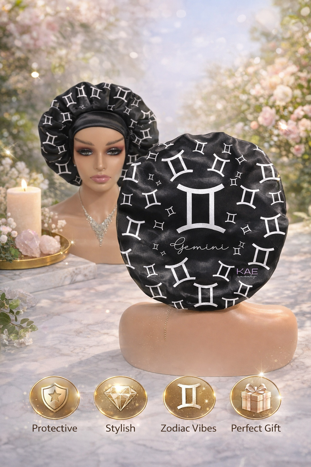 KAE beauty zodiac sign bonnet Gemini(no tie) image 3