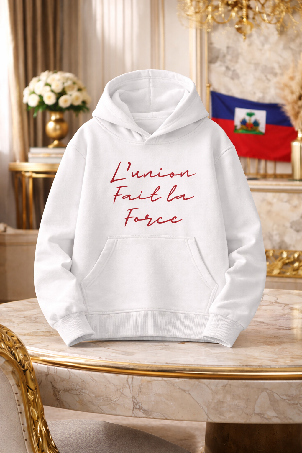 Silk Lined Hoodie Bonnet for Hair Protection | Haitian Pride L’Union Fait La For image 1