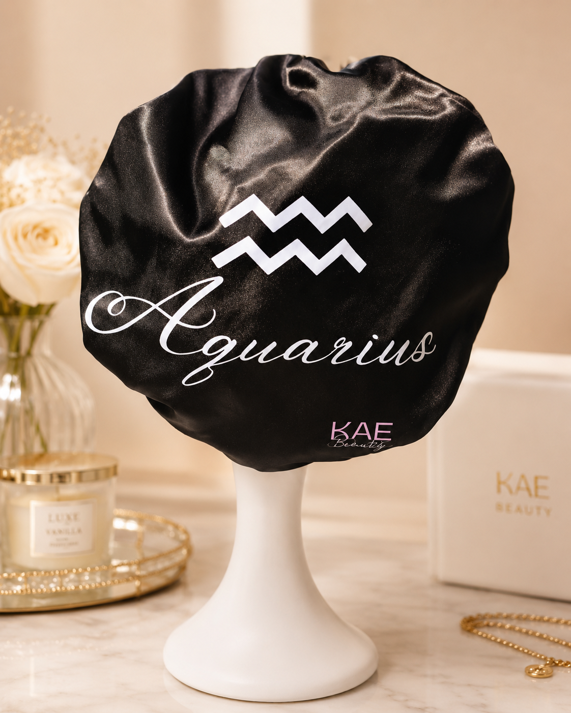 KAE Beauty Aquarius Zodiac Silk-Lined Bonnet (no tie)