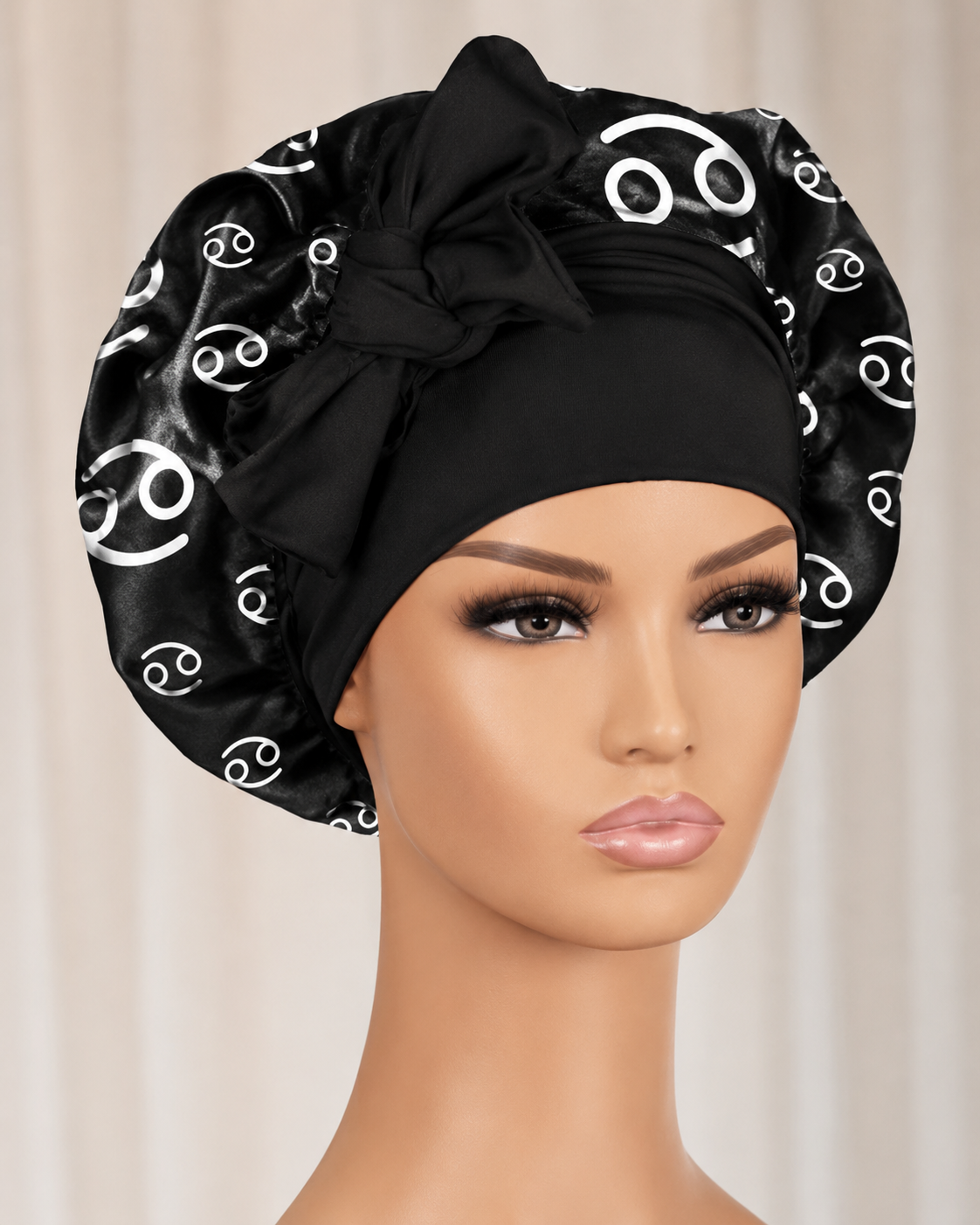 Cancer Zodiac Silk Bonnet with Tie | KAE Beauty