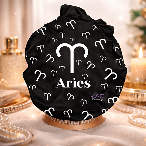 KAE BEAUTY Aries Zodiac Silk Bonnet  Adjustable Tie  for Hair Protection image 1
